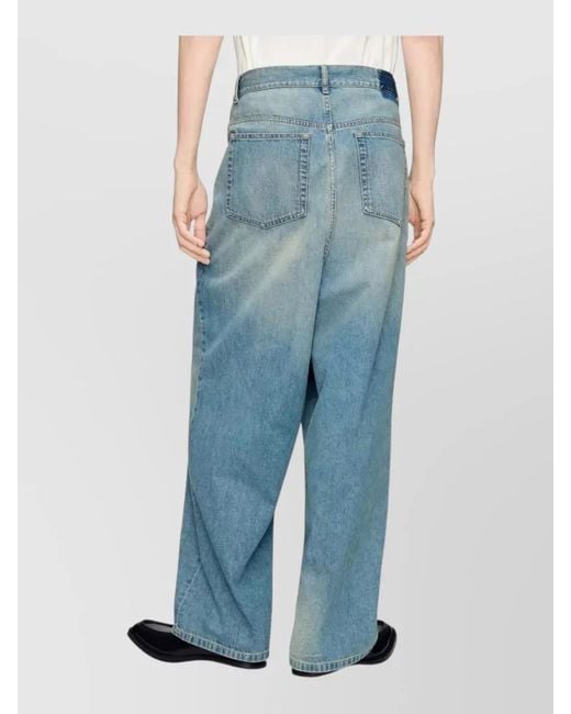 Maison Margiela Blue High Waist Wrap Front Denim Trousers for men