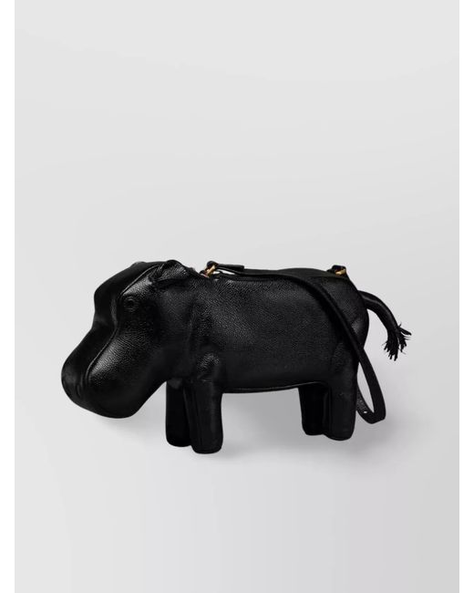 Thom Browne Black Pebble Grain Leather Shoulder Bag for men