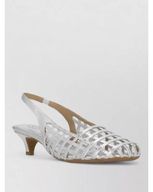 Ash White Slingback Leather Sandals Cutout Kitten Heel