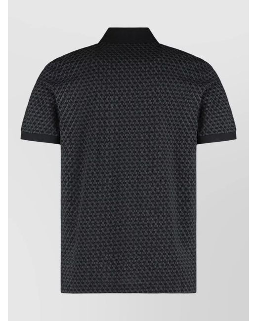 Boss Black Stretch Cotton Polo Shirt Geometric Pattern for men