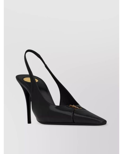 Saint Laurent Black Leather Babylone Slingback Pumps