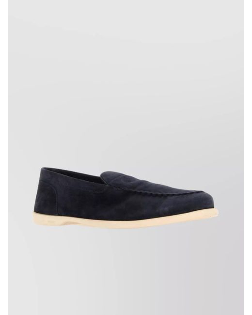 John Lobb Blue Suede Loafers for men