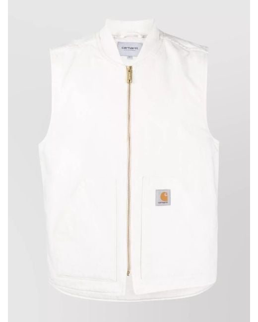 Carhartt White Vest With Patch And Side Pockets for men