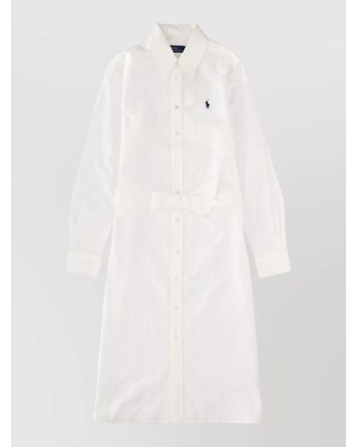 Polo Ralph Lauren White Cotton Linen Midi Dress