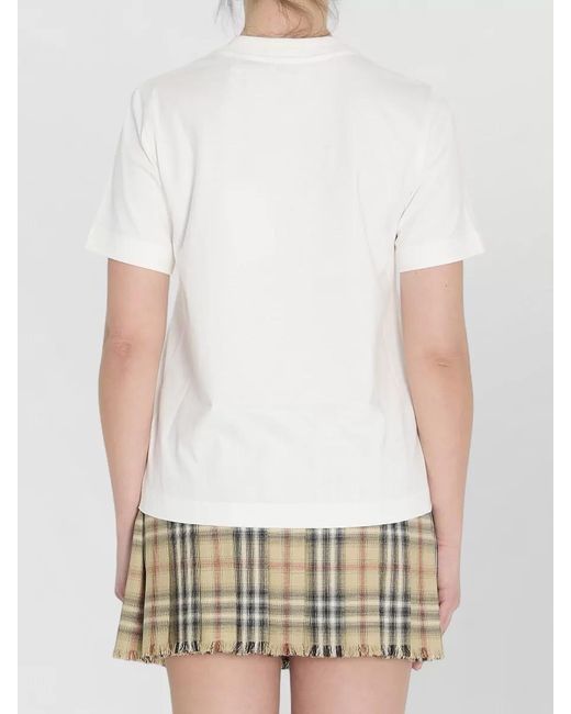 Burberry White Logo Print Crewneck T-Shirt