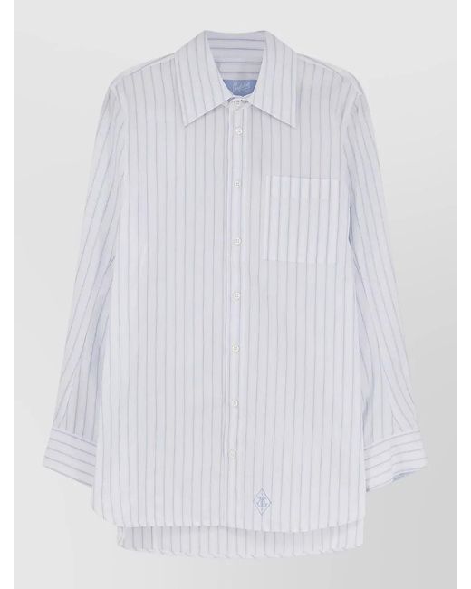 Seafarer White Tara Striped Cotton Long Sleeve Shirt