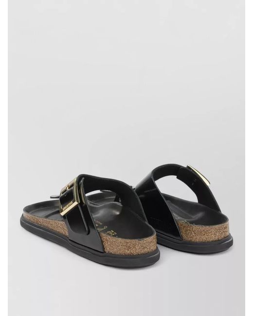 Birkenstock Black Gizeh Droplet Buckle Flat Cork Sandals
