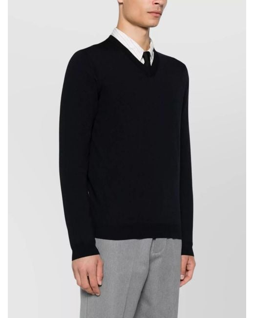 Zanone Blue Slim-Fit Virgin Wool V-Neck Jumper for men