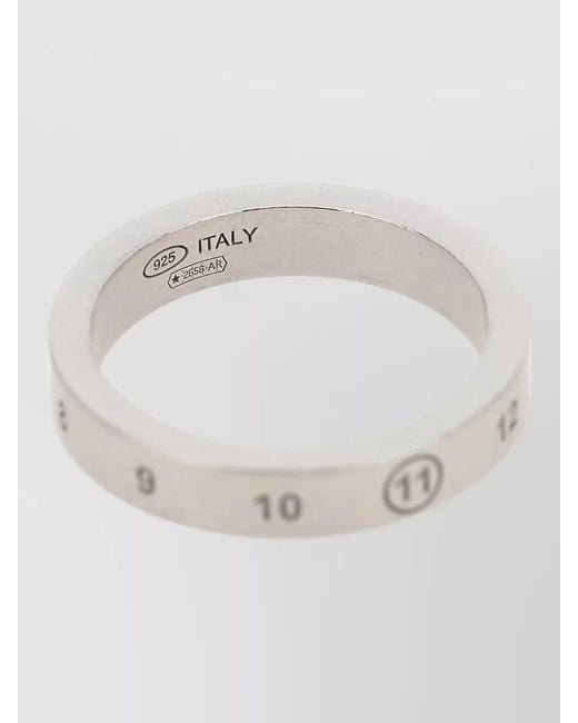 Maison Margiela White Numeric Polished Finish Contemporary Design Ring for men