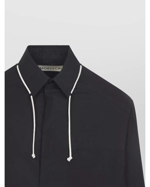 Mordecai Blue Cotton Nylon Long-Sleeve Shirt for men
