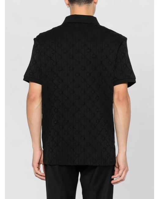 Calvin Klein Black Mercerized Jacquard Polo Shirt for men
