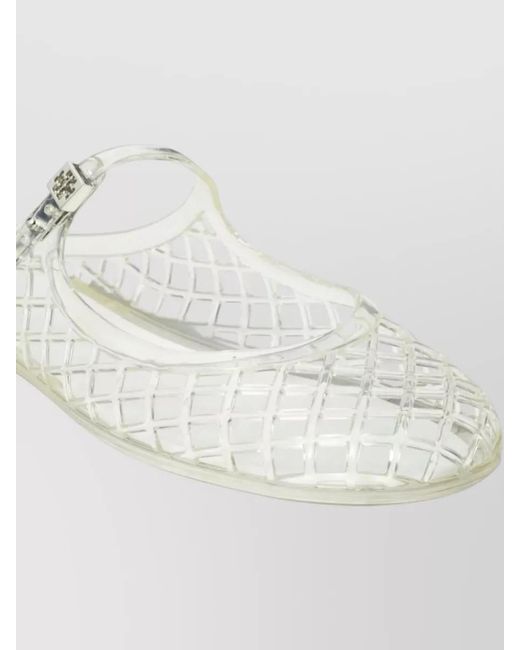 Tory Burch White Transparent Perforated Jelly Mary Jane Mules