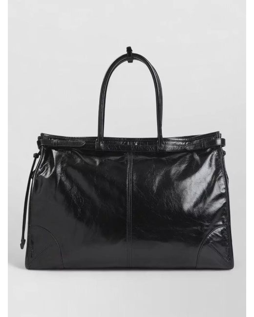 Prada Black Shopping Tote Bag Glossy Finish Strap