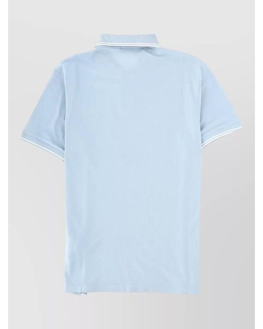 Stone Island Blue Short Sleeve Polo Collar Cotton Shirt for men
