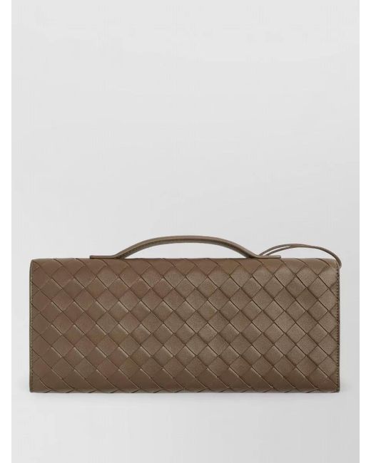 Bottega Veneta Brown Andiamo Long Clutch Top Handle Bag