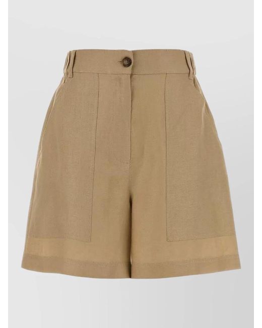 Weekend by Maxmara Natural Linen Veletta Shorts Button Detail Pockets