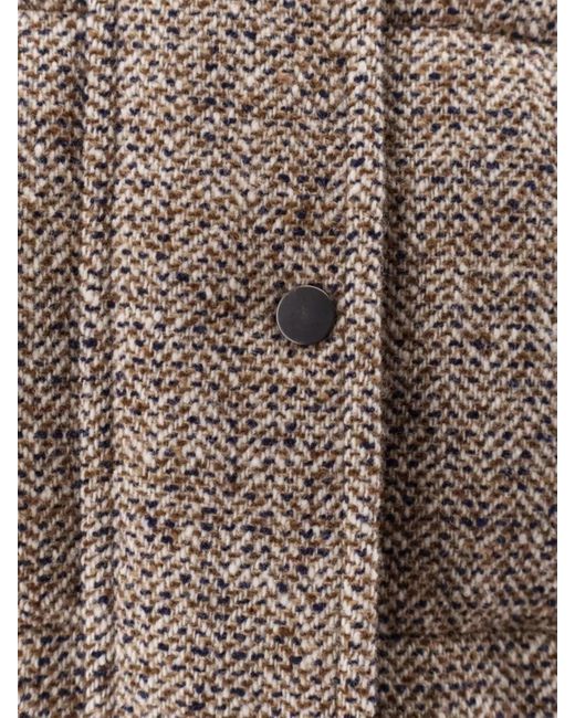 Brunello Cucinelli Gray Wool And Silk Chevron Quilted Reversible Hooded Puffer Jacket