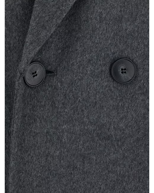 Victoria Beckham Gray Long Coat Double Face Button Lapel Belt