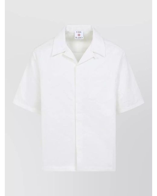 Casablanca White Cotton Monogram Short-Sleeve Shirt for men