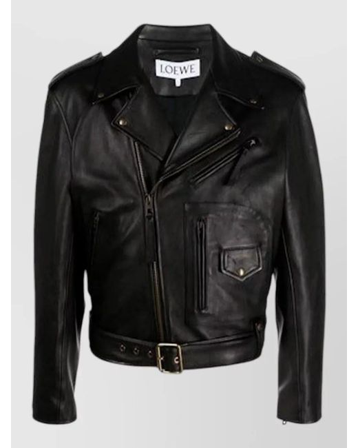 Loewe Black Leather Coat for men