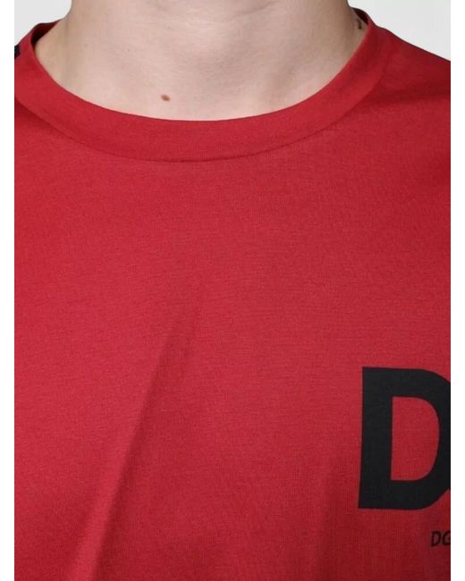Dolce & Gabbana White Logo Print Crew Neck T-Shirt for men