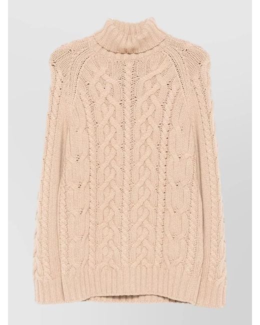Brunello Cucinelli Natural Cashmere Roll Neck Cable Knit Sweater for men