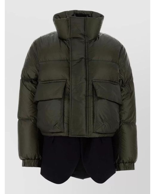 Sacai Gray Nylon Down Jacket High Collar Puffer for men