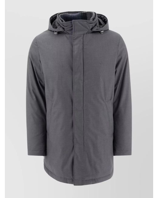 Herno Gray Parka With Hood And Side Pockets for men