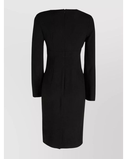 Moschino Black V-Neck Long-Sleeve Midi Dress
