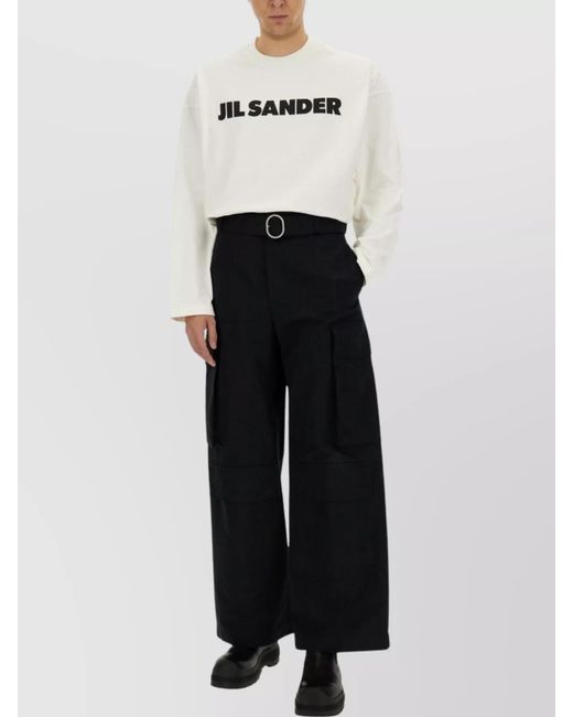 Jil Sander Black Wide-Leg Trousers for men