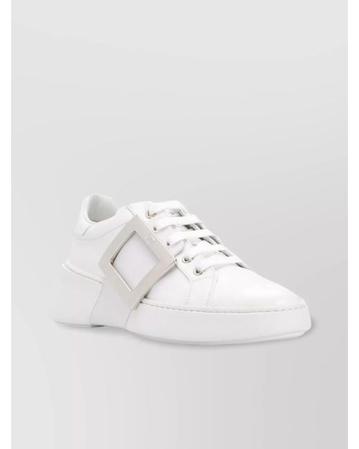 Roger Vivier White Leather Low-Top Sneakers
