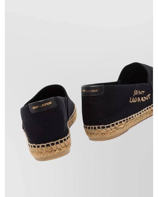 Saint Laurent Black Logo-Embroidered Espadrilles