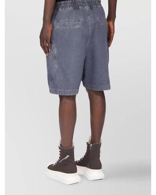 Rick Owens Blue Cotton Drop Crotch Shorts for men