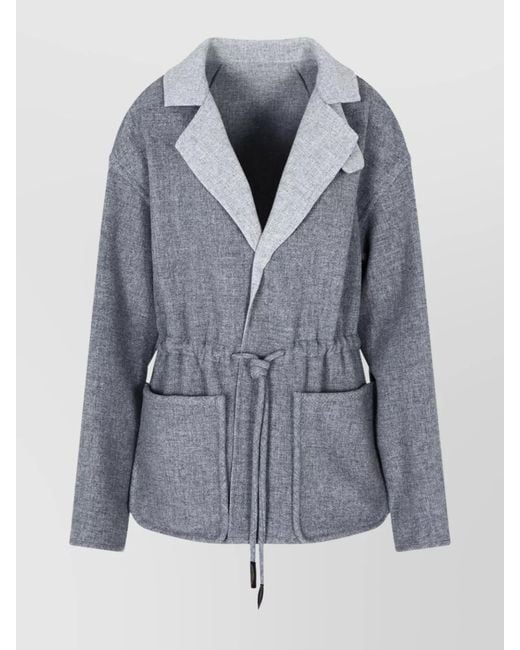 Giorgio Armani Gray Tailored Blazer Featuring Contrast Lapels