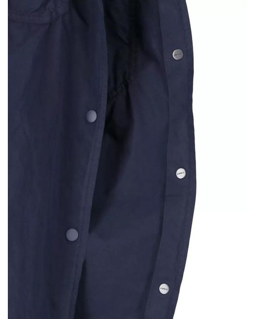 Aspesi Blue Long Sleeve Collared Coat Chest And Side Pockets