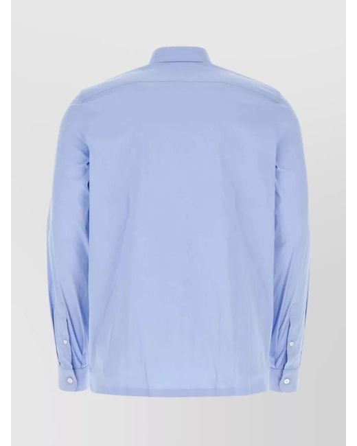 Prada Blue Cotton Poplin Shirt for men