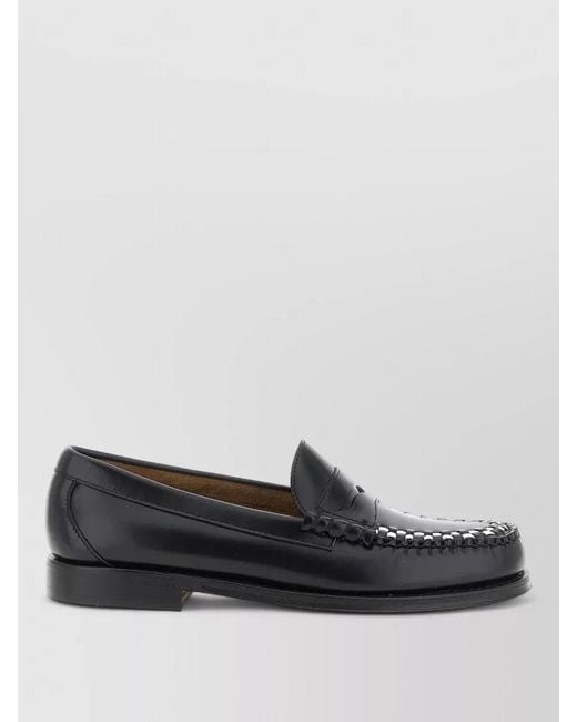 G.H.BASS Black Weejuns Larson Weave Loafers Stitched Sole for men