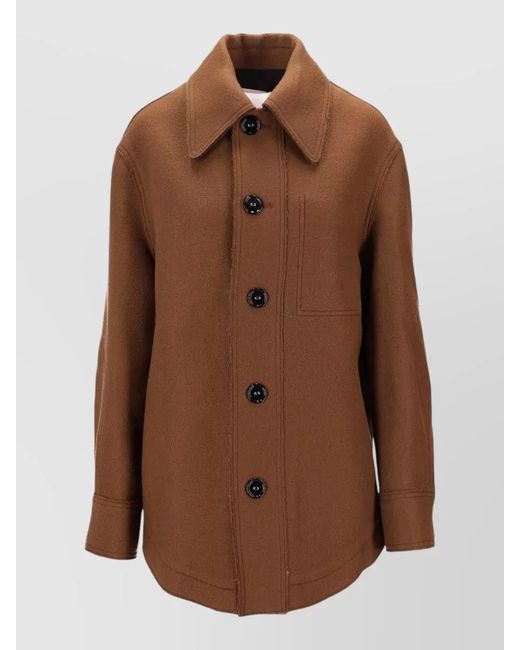 AMI Brown Virgin Wool Single-Breasted Fitted Jacket