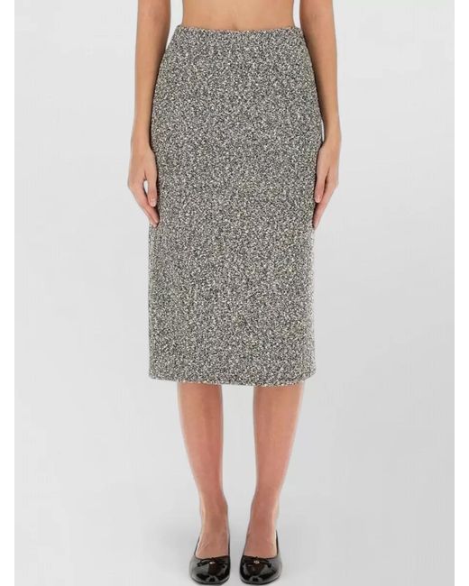 Tory Burch Gray Tweed Skirt High Waist Knee Length