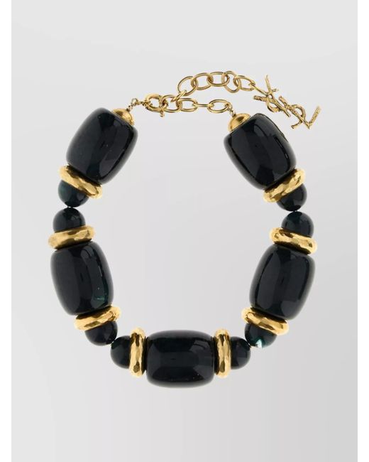 Saint Laurent Black Metal And Resin Statement Necklace