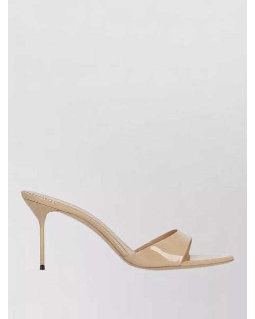 Paris Texas Natural Patent Stiletto Heel Round Toe Mules