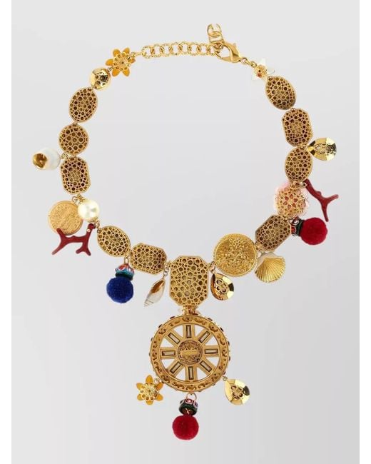 Dolce & Gabbana White Ruota Carretto Charm Necklace Adjustable Length