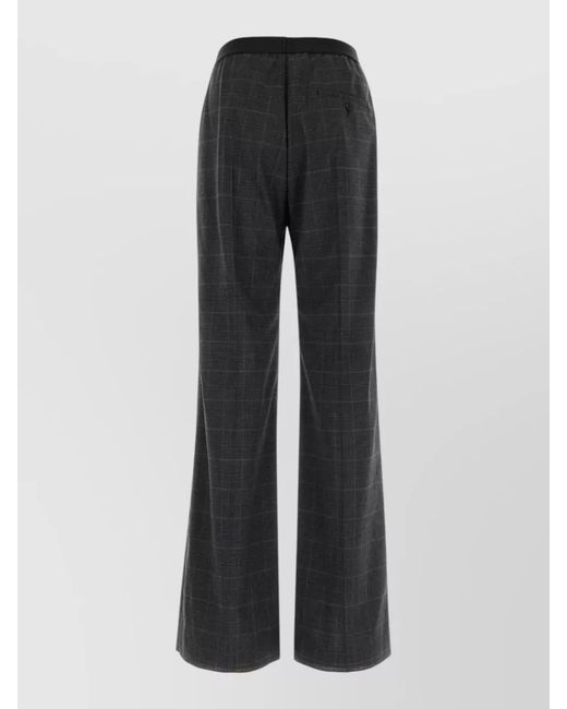 Balenciaga Gray Wool Trousers Wide Leg Checked Pattern for men