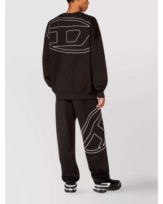DIESEL Black Cotton Regular-Fit Logo-Embroidered Sweatshirt for men
