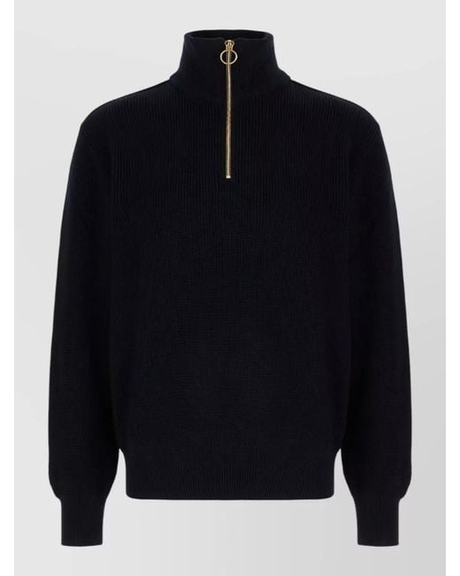 Paul & Shark Blue Wool Blend Sweater High Neck Ribbed for men