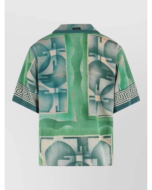 Versace Green Informal Silk Shirt Relaxed Summer Style for men