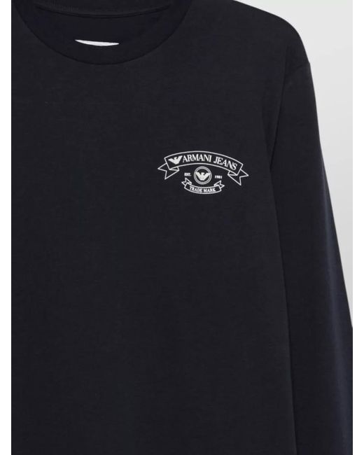 Emporio Armani Blue Crew Neck Long Sleeves Cotton Jersey T-Shirt for men