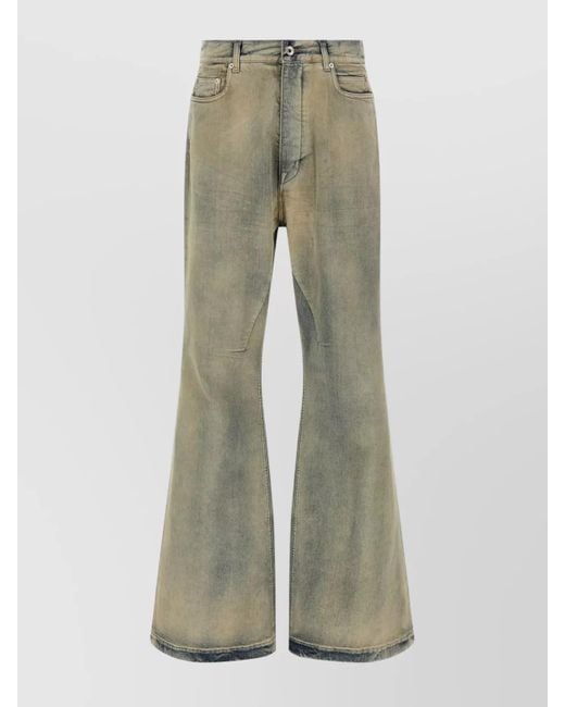 Rick Owens Green Denim High-Rise Flared Jeans for men