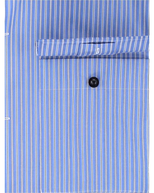 Sacai Blue Short Sleeve Striped Shirt Button Down Collar for men