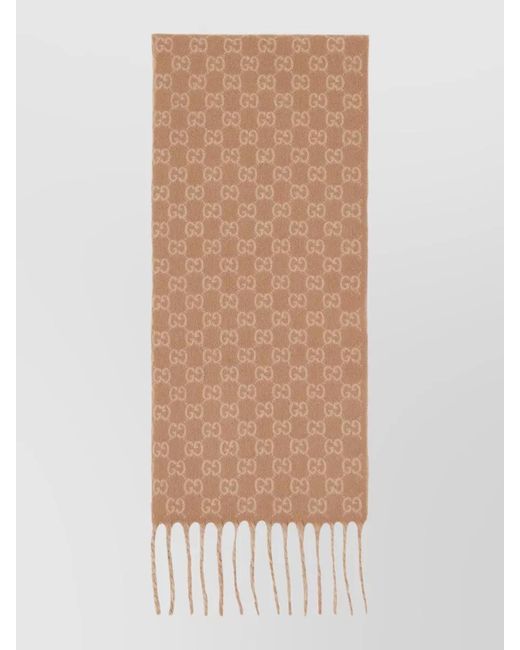 Gucci Natural Silk Tie Featuring Refined Fringe Detail